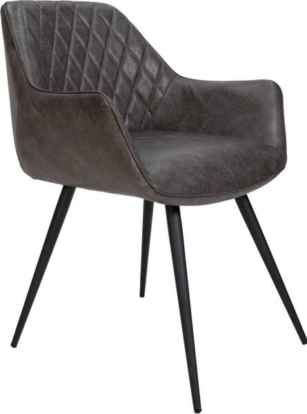 Jídelní židle Happyment Gerio – antracitová – umělá kůže – kovové nohy – 1 kus – výška sedáku 49 cm