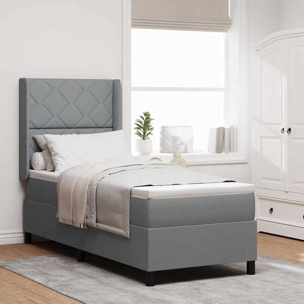 Postel s boxspringem s polštářem Světle šedá 200 x 80 cm textil 3341672
