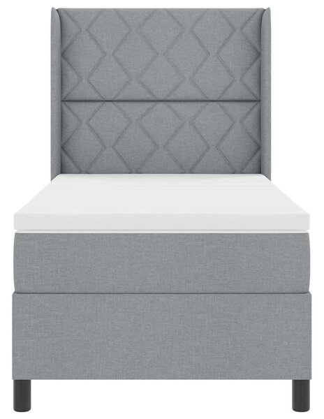 Postel s boxspringem s polštářem Světle šedá 200 x 90 cm textil 3341686