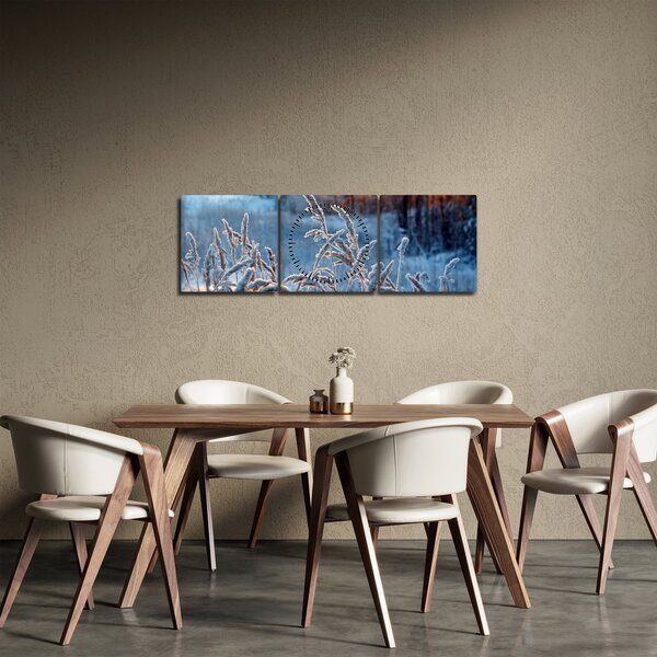 Obraz - Zimní louka (s hodinami) (90x30 cm)