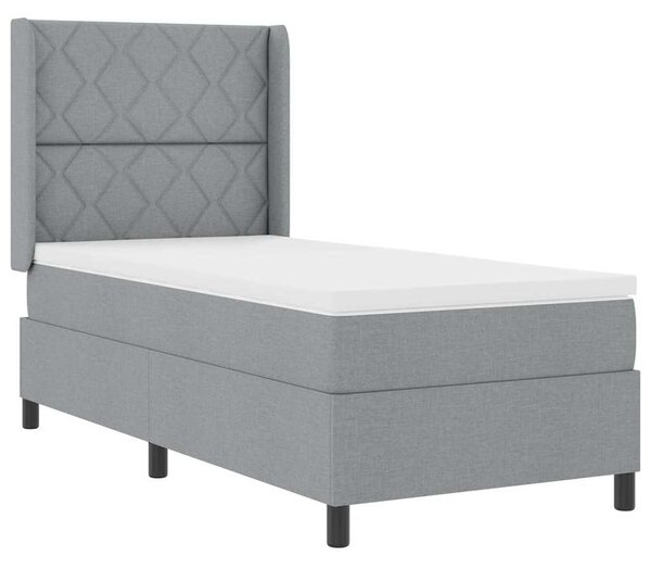 Postel s boxspringem s polštářem Světle šedá 200 x 90 cm textil 3341686