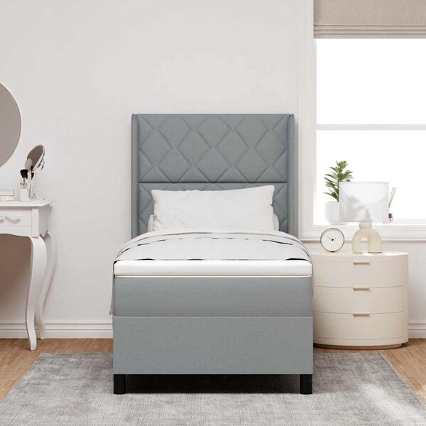 Postel s boxspringem s polštářem Světle šedá 200 x 90 cm textil 3341686