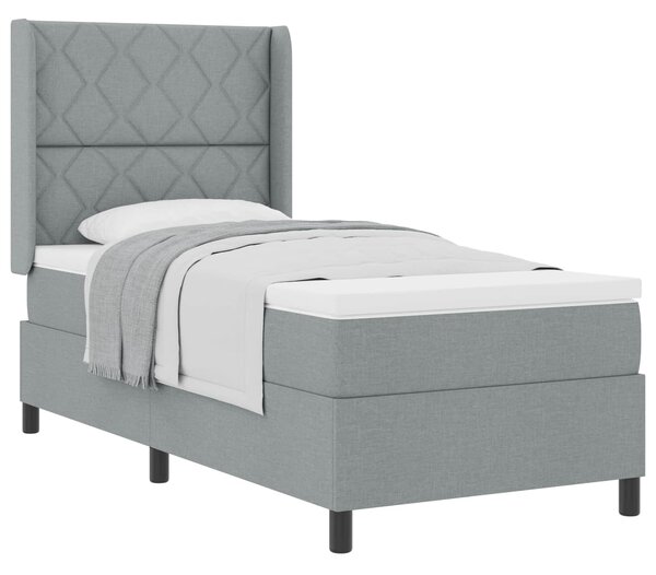 Postel s boxspringem s polštářem Světle šedá 200 x 90 cm textil 3341686