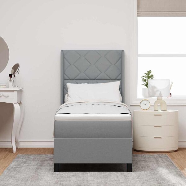 Postel s boxspringem s polštářem Světle šedá 200 x 80 cm textil 3341672
