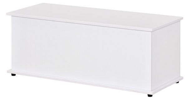 HOMCOM Dřevěný Úložný Truhlicový Otoman s Víkem pro Uložení v Ložnici a Obývacím Pokoji, Nosnost 120 kg, 100x40x40 cm, Bílý | Aosom