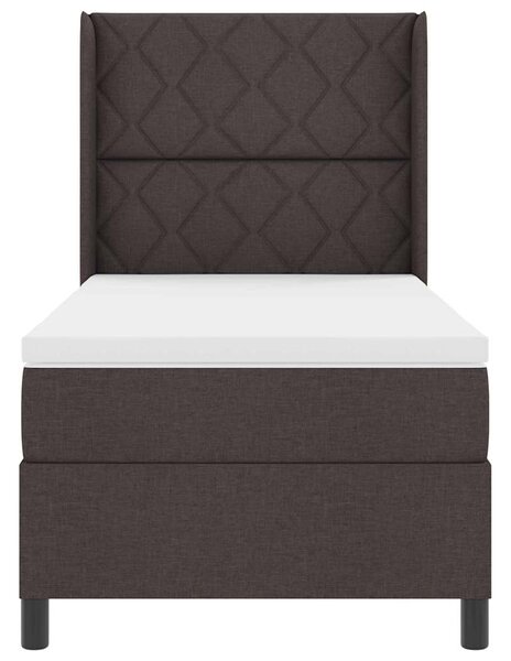 Postel s boxspringem s čelo Tmavě hnědá 200 x 100 cm textil 3341696
