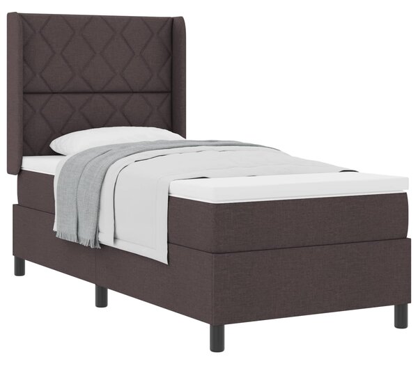 Postel s boxspringem s čelo Tmavě hnědá 200 x 100 cm textil 3341696