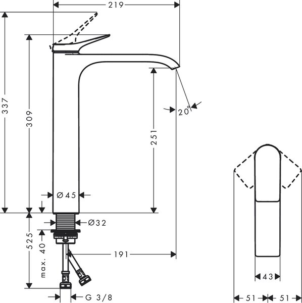 Hansgrohe Vivenis umyvadlová baterie stojící chrom 75042000