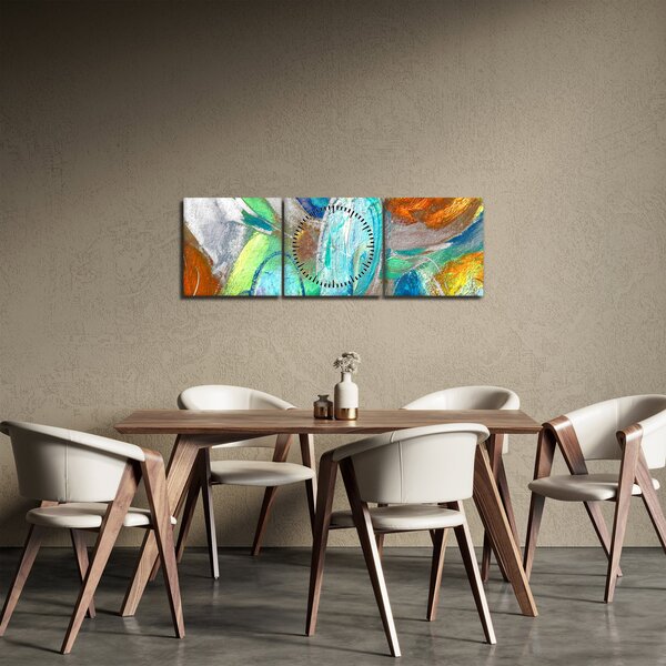 Obraz - Barevná abstrakce (s hodinami) (90x30 cm)