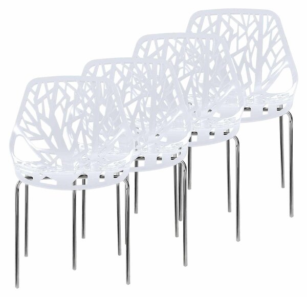 Designové židle Makika Retro Chair - CALUNA Set of 4 v bílé barvě