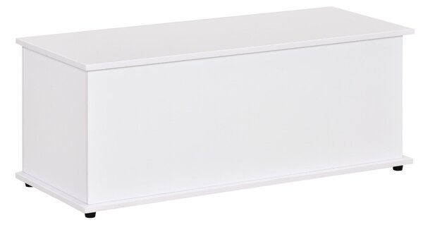 HOMCOM Dřevěný Úložný Truhlicový Otoman s Víkem pro Uložení v Ložnici a Obývacím Pokoji, Nosnost 120 kg, 100x40x40 cm, Bílý | Aosom