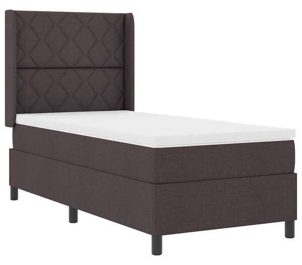 Postel s boxspringem s čelo Tmavě hnědá 200 x 100 cm textil 3341696