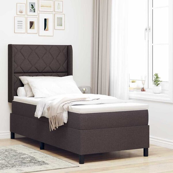 Postel s boxspringem s čelo Tmavě hnědá 200 x 100 cm textil 3341696