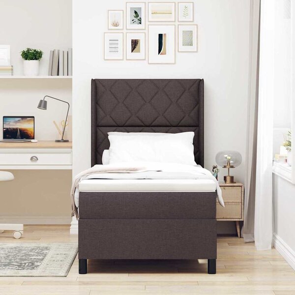 Postel s boxspringem s čelo Tmavě hnědá 200 x 100 cm textil 3341696