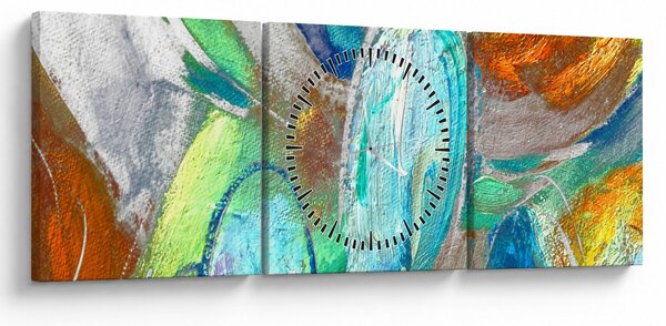 Obraz - Barevná abstrakce (s hodinami) (90x30 cm)