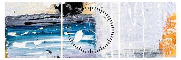 Obraz - Abstraktní tahy (s hodinami) (90x30 cm)