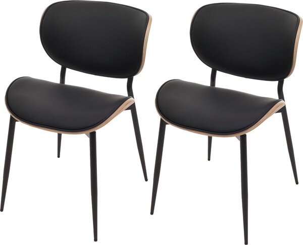 Sada 2 jídelních židlí HWC-O45, židle, imitace ohýbaného dřeva 280g/m² Oeko-Tex přírodní, černá