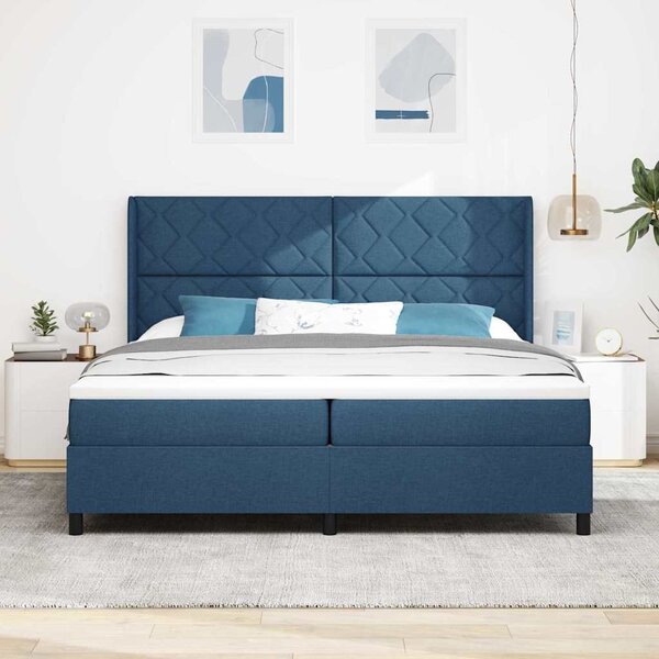 Postel s boxspringem s polštářem Modrá 200 x 200 cm textil 3341734