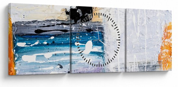 Obraz - Abstraktní tahy (s hodinami) (90x30 cm)