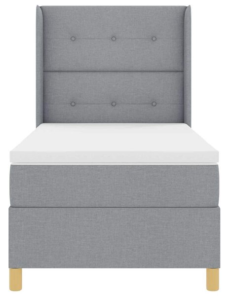 Postel s boxspringem s čelo Světle šedá 90 x 200 cm textil 3341812