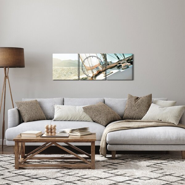 Obraz - Loď (s hodinami) (90x30 cm)