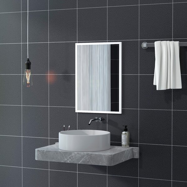 HOMCOM Obdélníkové Zrcadlo 50x70 cm - Koupelnové Zrcadlo, Dekorativní Zrcadlo na Stěnu pro Obývací Pokoj, Vstup nebo Chodbu, Horizontální nebo Vertiká