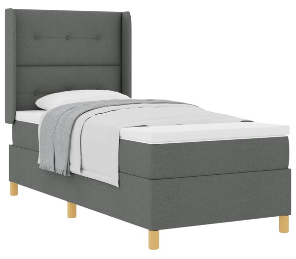 Postel s boxspringem s čelo Tmavě šedá 90 x 200 cm textil 3341813