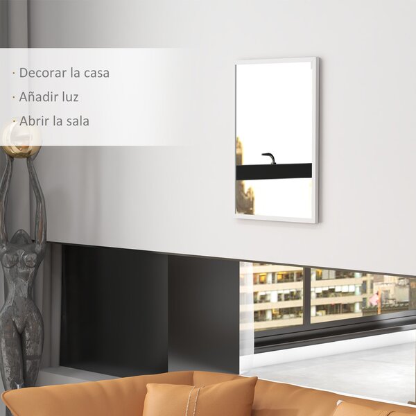 HOMCOM Obdélníkové Zrcadlo 50x70 cm - Koupelnové Zrcadlo, Dekorativní Zrcadlo na Stěnu pro Obývací Pokoj, Vstup nebo Chodbu, Horizontální nebo Vertiká
