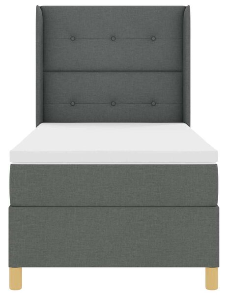 Postel s boxspringem s čelo Tmavě šedá 90 x 200 cm textil 3341813