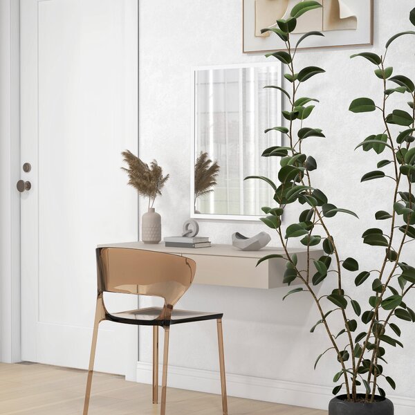 HOMCOM Obdélníkové Zrcadlo 50x70 cm - Koupelnové Zrcadlo, Dekorativní Zrcadlo na Stěnu pro Obývací Pokoj, Vstup nebo Chodbu, Horizontální nebo Vertiká