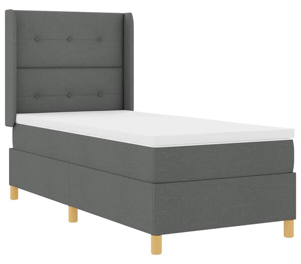 Postel s boxspringem s čelo Tmavě šedá 90 x 200 cm textil 3341813