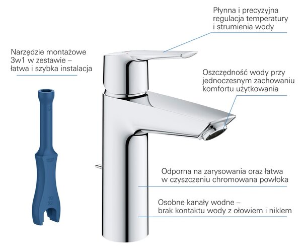 Grohe Start umyvadlová baterie stojící StarLight Chrome 23455002