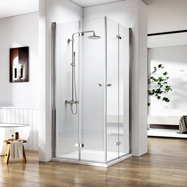 Heilmetz sprchový kout 80x80x185cm rohový vstupní sprchový kout skládací dveře sprchové dveře bez rámu závěsné dveře 6mm ESG Nano bezpečnostní sklo