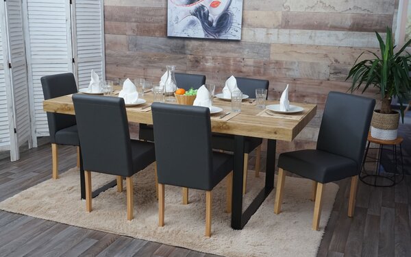 Sada 6 jídelních židlí Kuchyňská židle Littau Imitace kůže, matná šedá, světlé nohy