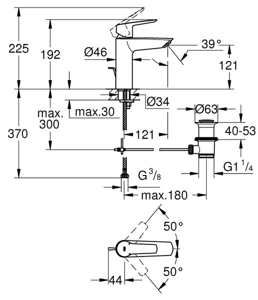 Grohe Start umyvadlová baterie stojící StarLight Chrome 23455002