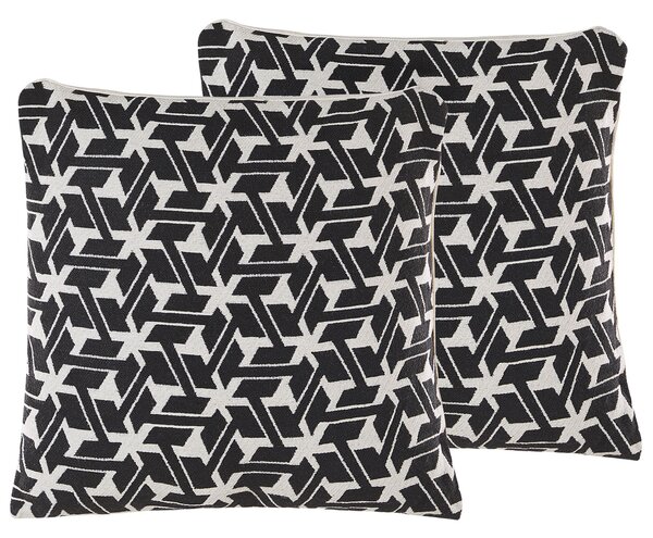 Sada 2 dekorativních polštářů ANDIRIN Bavlna 45 x 45 cm Černá Geometrický vzor