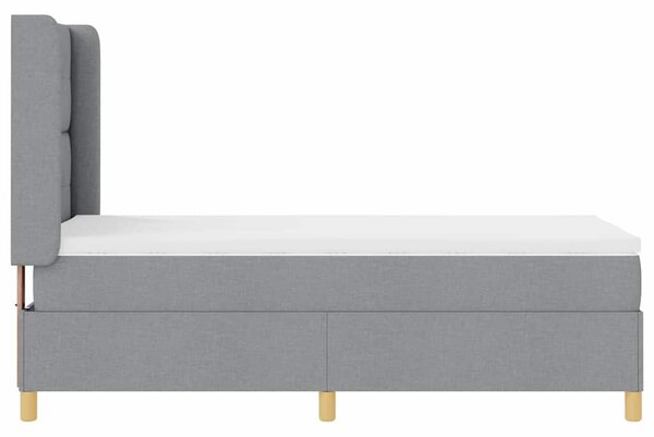 Postel s boxspringem s čelo Světle šedá 90 x 200 cm textil 3341812