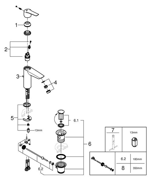 Grohe Start umyvadlová baterie stojící StarLight Chrome 23455002