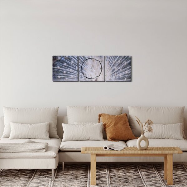 Obraz - Bílý páv (s hodinami) (90x30 cm)