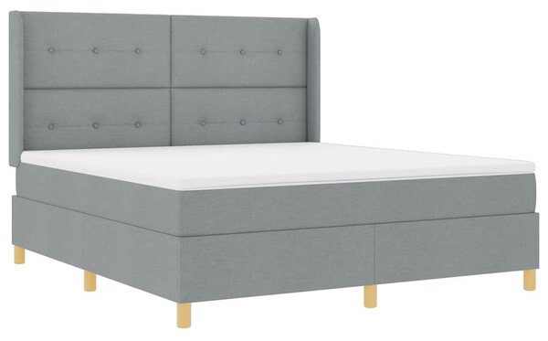Postel s boxspringem s čelo Světle šedá 180 x 200 cm textil 3341847