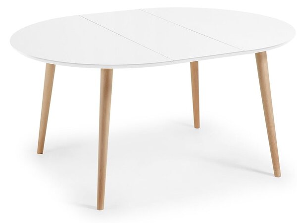Bílý rozkládací jídelní stůl s bílou deskou ø 120 cm Oqui – Kave Home