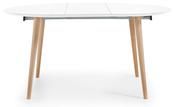 Bílý rozkládací jídelní stůl s bílou deskou ø 120 cm Oqui – Kave Home