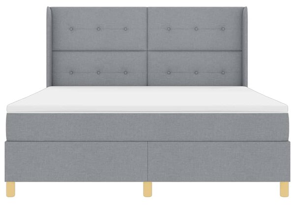 Postel s boxspringem s čelo Světle šedá 180 x 200 cm textil 3341847