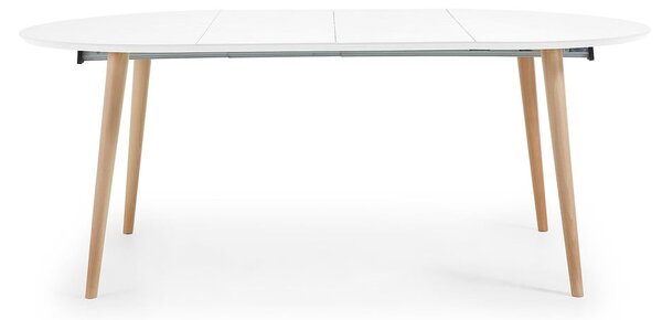 Bílý rozkládací jídelní stůl s bílou deskou ø 120 cm Oqui – Kave Home