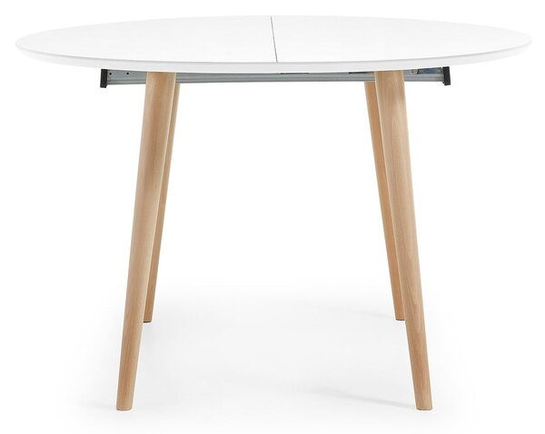 Bílý rozkládací jídelní stůl s bílou deskou ø 120 cm Oqui – Kave Home