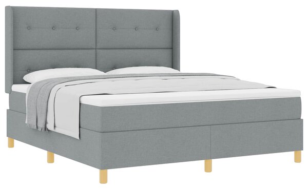 Postel s boxspringem s čelo Světle šedá 180 x 200 cm textil 3341847