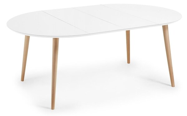 Bílý rozkládací jídelní stůl s bílou deskou ø 120 cm Oqui – Kave Home
