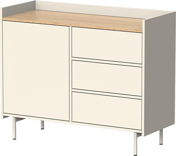 Kredenc Vicco Velina Krémová 100 x 82 cm se 3 zásuvkami a 1 dvířky, Model 56425