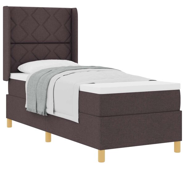 Postel s boxspringem s čelo Tmavě hnědá 80 x 200 cm textil 3341864