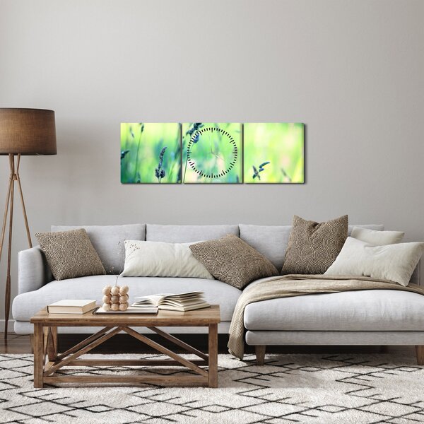 Obraz - Detail louky (s hodinami) (90x30 cm)